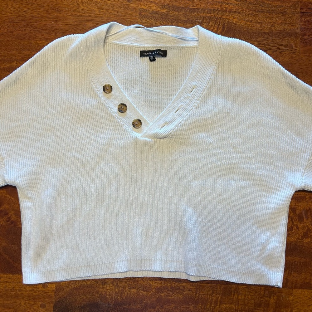 Kendall and Kylie white button sweater